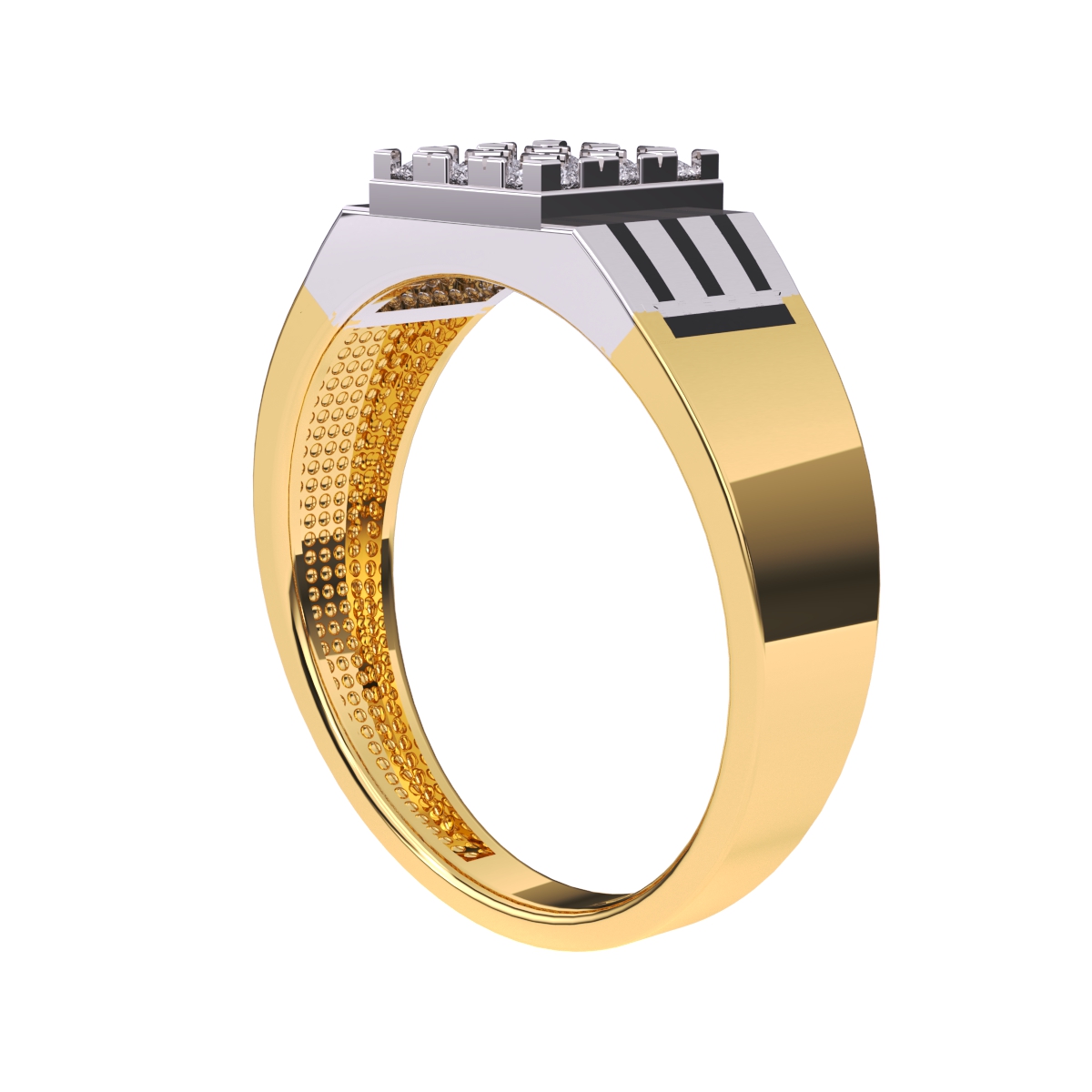 Elegant Two-Tone Cluster Diamond Men's Ring
